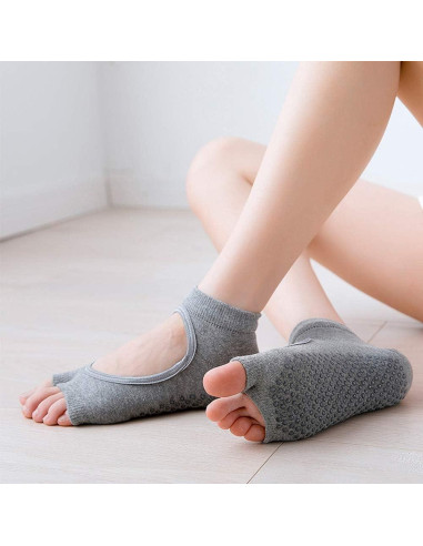 2 Pares de Calcetines de Yoga Antideslizantes para Mujeres Talla 5-8