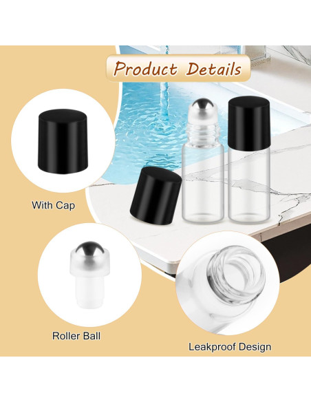 Cositina 100 Botellas Roller de Vidrio 3ml A Prueba de Fugas