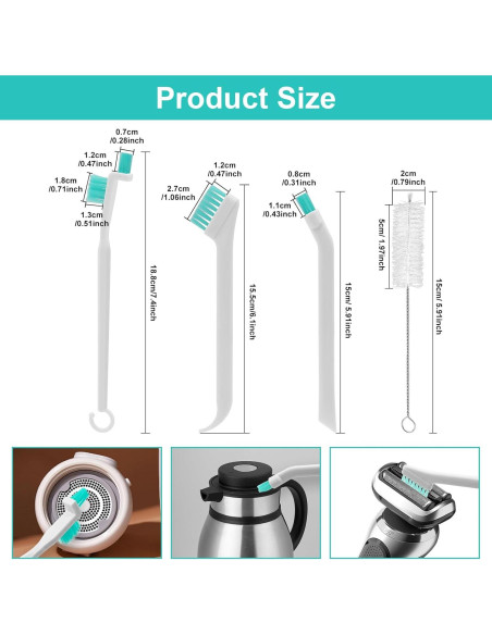Juego de 4 Cepillos de Limpieza YaeYur para Rincones y Ventilación