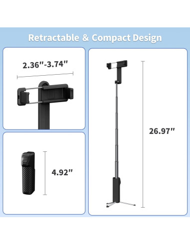 Trípode Mini Extensible yAyusi i10 con Control Remoto Negro