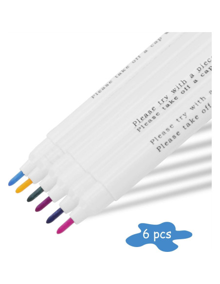 6 Bolígrafos de Marcado de Tela Borrable Ylucky - Multicolores