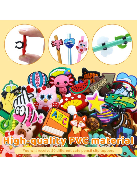 Juego de 50 Clips de Lápiz de Caricatura WYOMER Multicolor