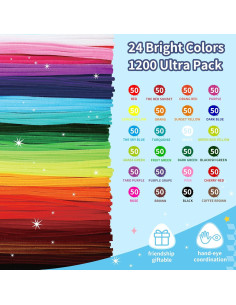 1200 Limpiapipas Chenille QY - 24 Colores Brillantes 30.48 cm 2