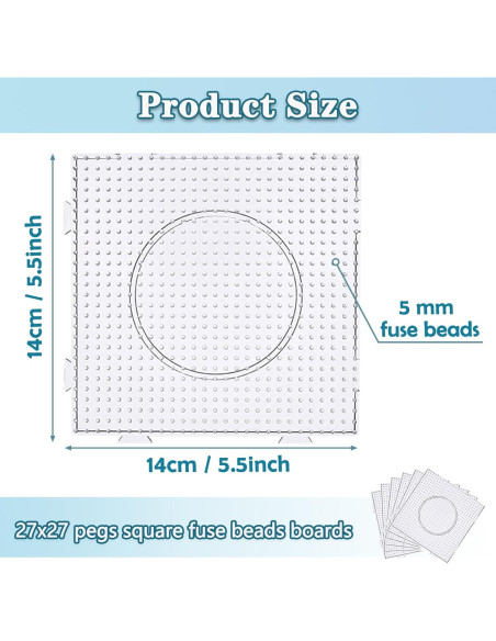 Tableros de Perlas Fuse Mecefeno 6PCS 14x14cm Transparentes