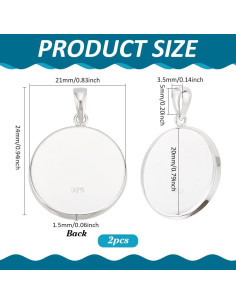 Pendientes de Plata Esterlina 925 PH PandaHall 20mm Redondos 2