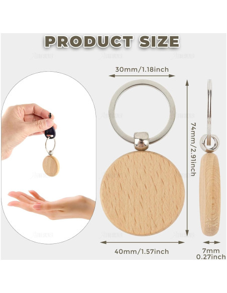 Llavero de Madera Personalizable AUEAR - Paquete de 10 Piezas