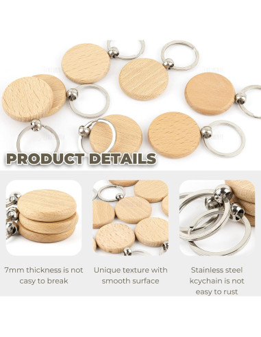 Llavero de Madera Personalizable AUEAR - Paquete de 10 Piezas