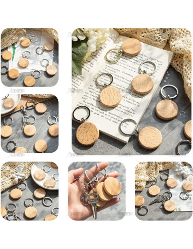 Llavero de Madera Personalizable AUEAR - Paquete de 10 Piezas