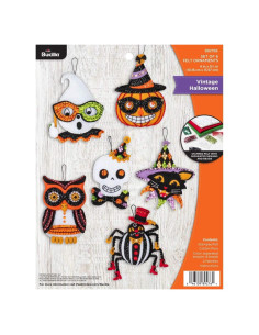 Kit de Adornos de Fieltro Halloween Vintage Bucilla 89276E - 6 Piezas