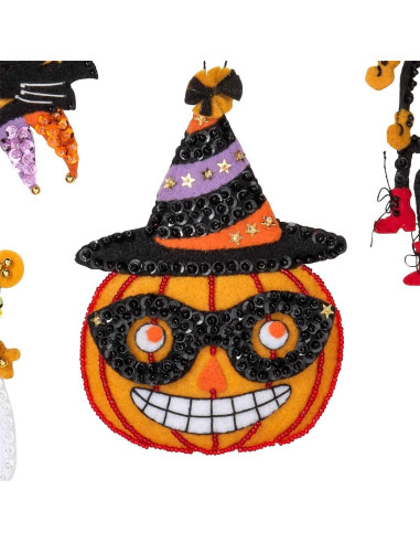 Kit de Adornos de Fieltro Halloween Vintage Bucilla 89276E - 6 Piezas