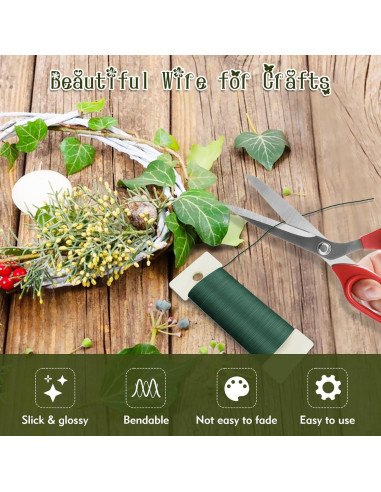 Alambre Floral Verde 22 Calibre 34.6 Metros CdbC para Manualidades