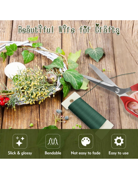 Alambre Floral Verde 22 Calibre 34.6 Metros CdbC para Manualidades