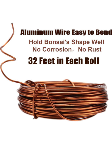 Juego de Herramientas para Bonsai Messar - Alambre de Aluminio 30m y 20 Almohadillas