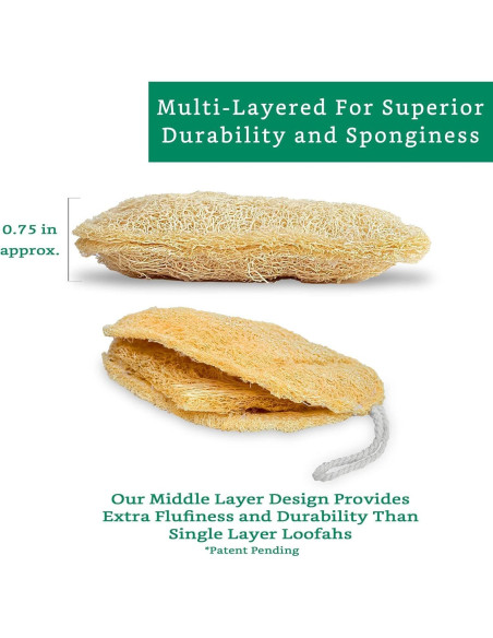 Esponjas Exfoliantes de Lufa Natural - Paquete de 3 - Biodegradables