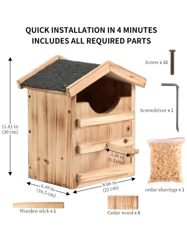 Caja de Madera para Búhos y Cernícalos YYYUAN - Grande 22x16.5x30cm