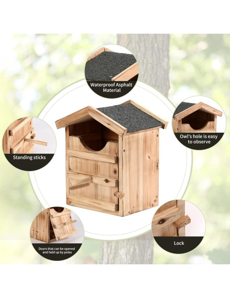 Caja de Madera para Búhos y Cernícalos YYYUAN - Grande 22x16.5x30cm