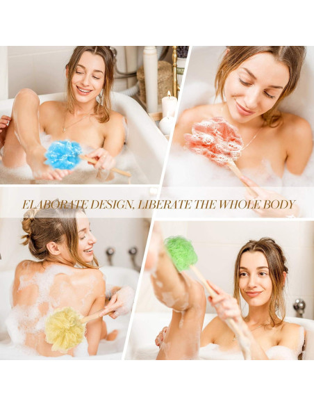 4 Cepillos de Espalda de Lufa Patelai con Mango Largo 88 cm