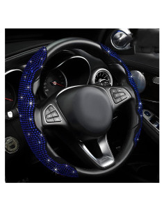 Funda de Volante BWBWND con Rhinestones Azul 35.56-39.62 cm