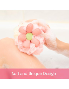 Esponja de Baño Lufa AquaVibes Rosa - Puff Exfoliante Doble 2