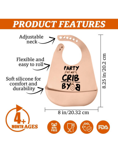 Babero de Silicona para Bebé Unisex BYOB Libre de BPA Beige