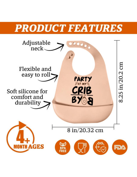 Babero de Silicona para Bebé Unisex BYOB Libre de BPA Beige