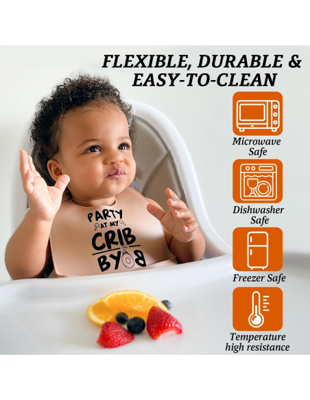 Babero de Silicona para Bebé Unisex BYOB Libre de BPA Beige