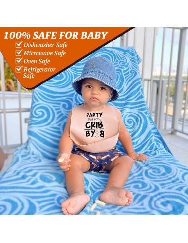 Babero de Silicona para Bebé Unisex BYOB Libre de BPA Beige