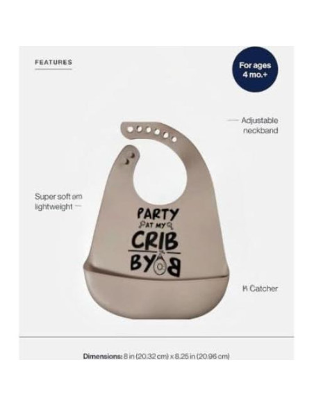 Babero de Silicona para Bebé Unisex BYOB Libre de BPA Beige