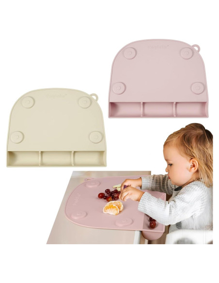 PandaEar 2 Tapetes de Silicona para Niños con Succión Rosa
