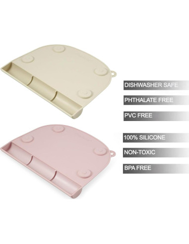 PandaEar 2 Tapetes de Silicona para Niños con Succión Rosa