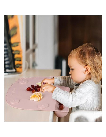 PandaEar 2 Tapetes de Silicona para Niños con Succión Rosa