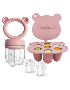 Combo Bandeja de Congelador y Alimentador de Frutas Bebé Rosa