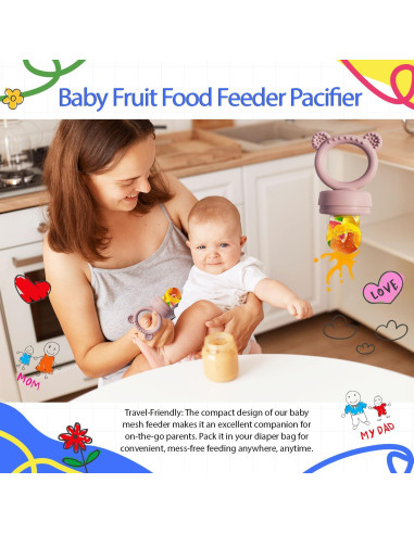 Combo Bandeja de Congelador y Alimentador de Frutas Bebé Rosa