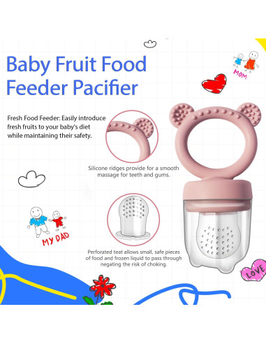 Combo Bandeja de Congelador y Alimentador de Frutas Bebé Rosa