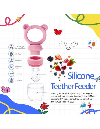 Combo Bandeja de Congelador y Alimentador de Frutas Bebé Rosa