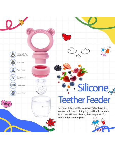 Combo Bandeja de Congelador y Alimentador de Frutas Bebé Rosa