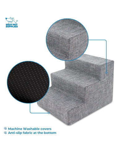 Cubierta de rampa para perros Best Pet Supplies 3 escalones gris