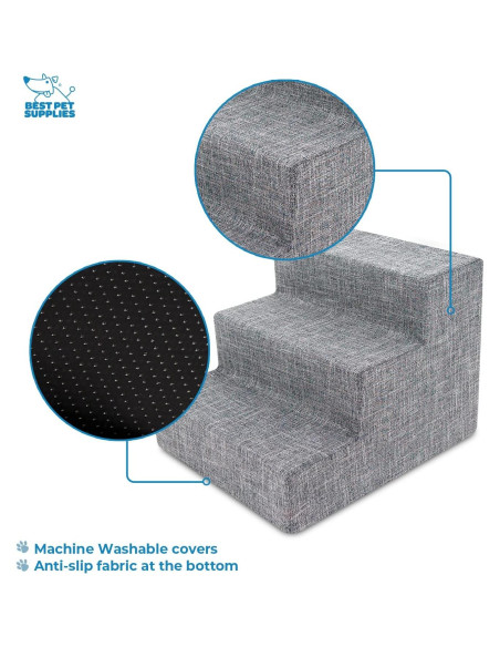 Cubierta de rampa para perros Best Pet Supplies 3 escalones gris
