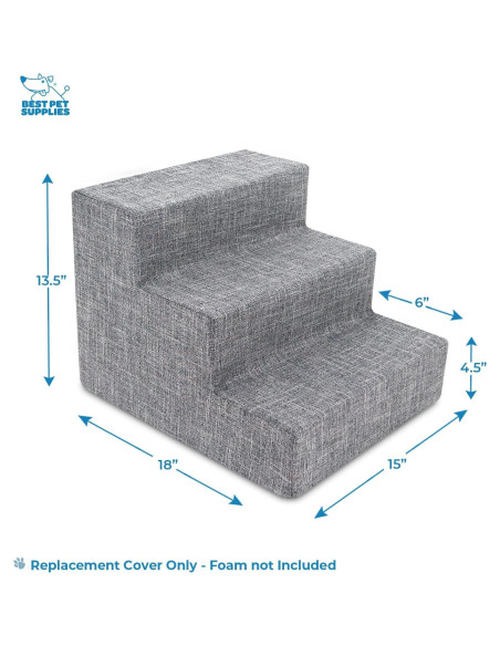 Cubierta de rampa para perros Best Pet Supplies 3 escalones gris