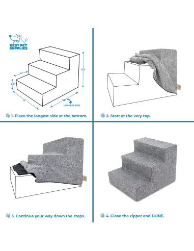 Cubierta de rampa para perros Best Pet Supplies 3 escalones gris