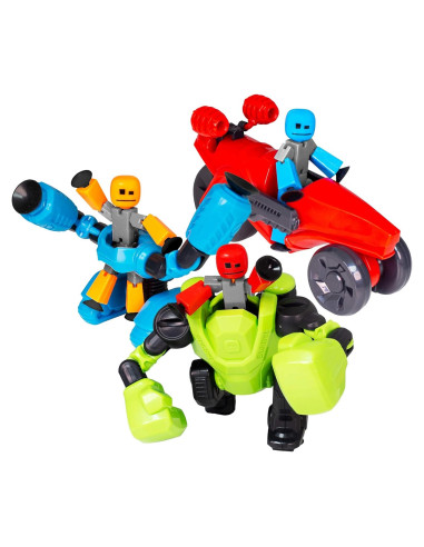 StikBot Zing Megabots Paquete de 3 Figuras y Vehículos