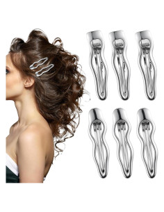 6 Clips de Pelo de Metal Plateado Josojoou - Pinzas en Onda