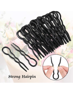 24 Pinzas de Pelo de Plástico en Forma de U Chuangdi - Negro 2