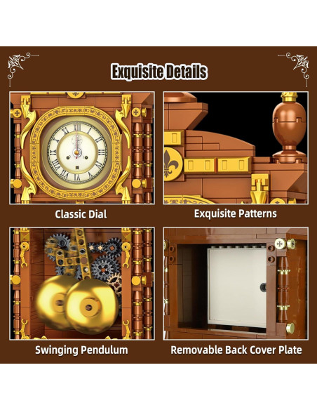 Juego de Bloques Reloj Retro OQMI 751PCS Mecánico Enlazable