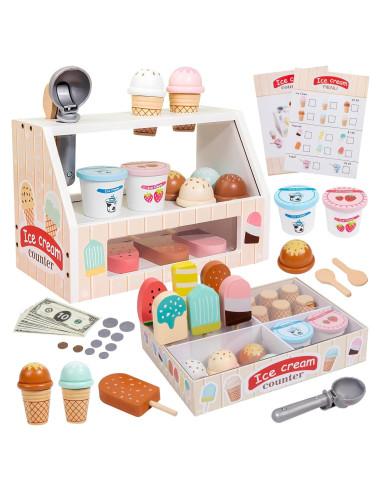 Juego de Counter de Helados de Madera BBTinker para Niños