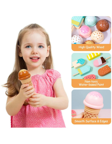 Juego de Counter de Helados de Madera BBTinker para Niños