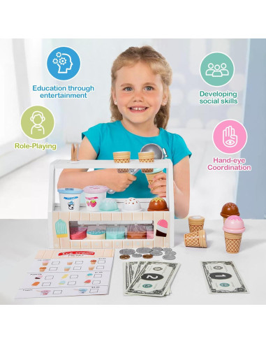 Juego de Counter de Helados de Madera BBTinker para Niños