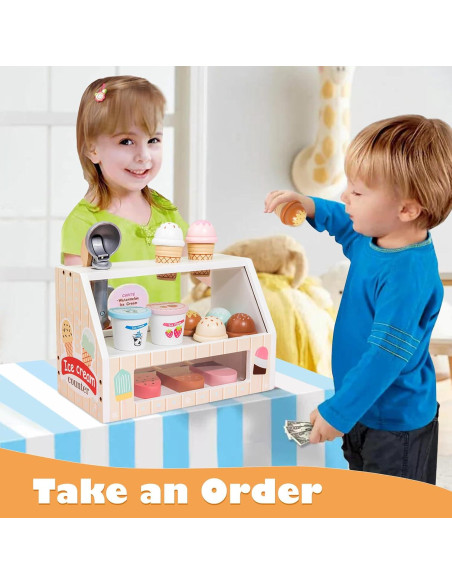 Juego de Counter de Helados de Madera BBTinker para Niños