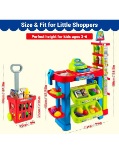 Juego de Supermercado OLEOCA con Carrito y Caja Registradora 2
