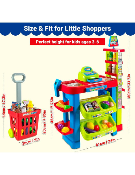Juego de Supermercado OLEOCA con Carrito y Caja Registradora